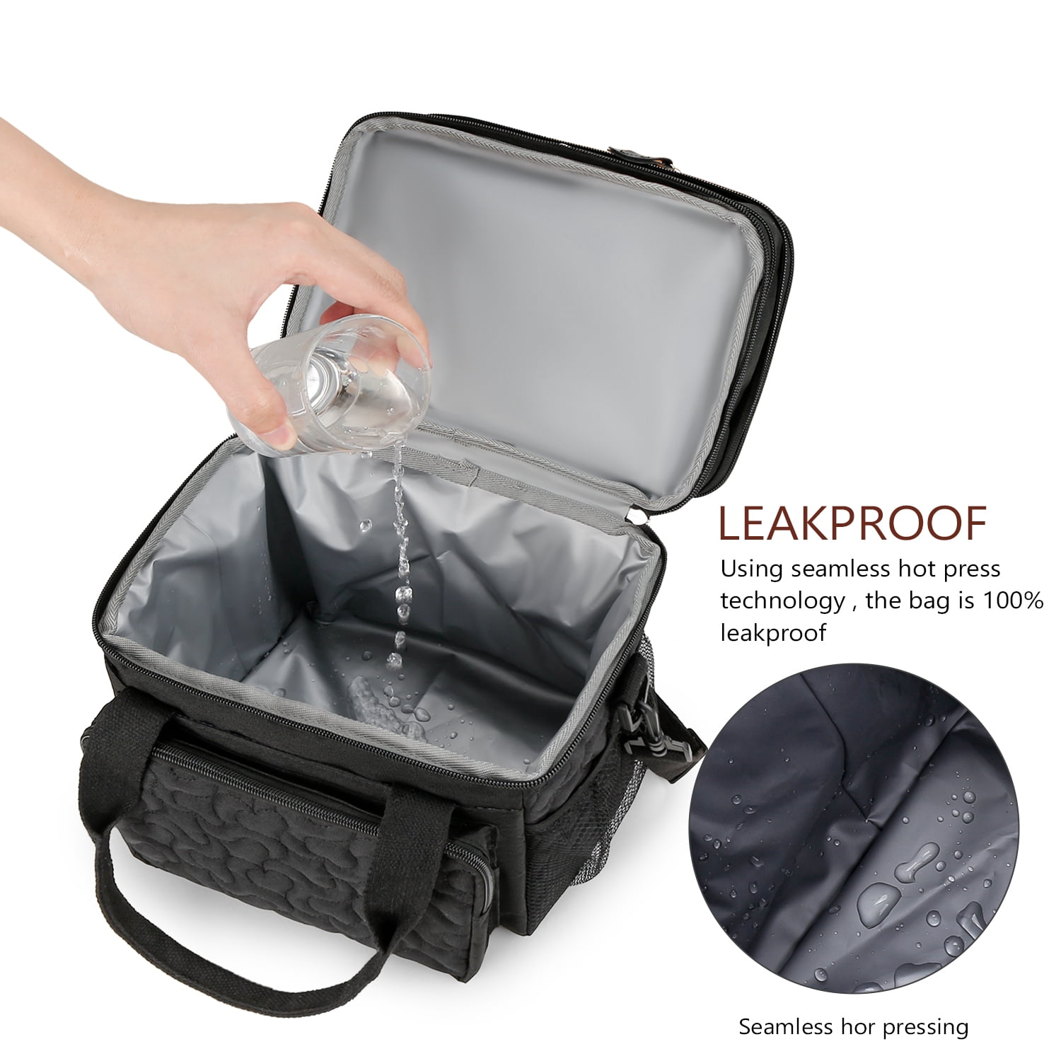 Lunch Bag for Women Men Double Deck Expandable Lunch Box,Large Lunch Bags,Leakproof Lunch Box Cooler Bag