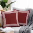 thumbnail image 2 of Dark Red Geometric Throw Pillow Covers 26x26 Inch Set of 2, White Greek Key Design Abstract Modern Art Waterproof Outdoor Pillow Covers, Decorative Cushion Pillowcases for Couch, Sofa, Bed, Patio, 2 of 9