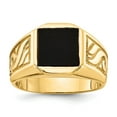 thumbnail image 1 of Solid 14k Yellow Gold Men's Onyx Ring Band Size 8.5, 1 of 2