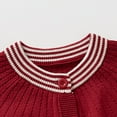 thumbnail image 4 of FAOWME Big Girls Bodysuit Long Sleeve Round Neck Striped Print Buttons Knit Sweater Warm Soft Fashion Romper Jumpsuit For Autumn Winter Daily Wear Red 3-6 Months, 4 of 7