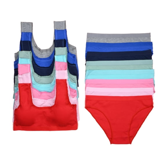SIETE ROSA Girls Cotton Bra and Panty Set, Soft Training Underwear for Girls 9-12 Years,Breathable Everyday Comfort,8 Random Color Sets