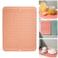 thumbnail image 2 of Dish Drying Mat Silicone Drying Mats for Kitchen Counter, Heat Resistant Washable Rubber Drying Rack Mat for Dishes, Counter Top Mat, Dish Draining Mat, Durable Sink Mat, 1Pc(Pink,15.7x11.8"), 2 of 9