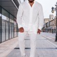 thumbnail image 4 of Aellinatey Stylish Men's Plain Linen Clothing Set for Office Commute and Outdoor Activity, 4 of 9