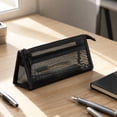 thumbnail image 6 of Under 1$ Pencil Case Transparent Mesh Double-Layer Exam Pen Pouch Japanese-Style 8.7x3.5x2in Black for Desk Supplies by Xuniizn, 6 of 8
