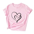 thumbnail image 5 of LEBONYARD Plus Size Womens Tops Solid Color Sweatshirts Short Sleeve T Shirt 2024,Women Girls Plus Size Sunflower Print Tees Short Sleeve T Shirt Blouse Tops Pink XL, 5 of 8