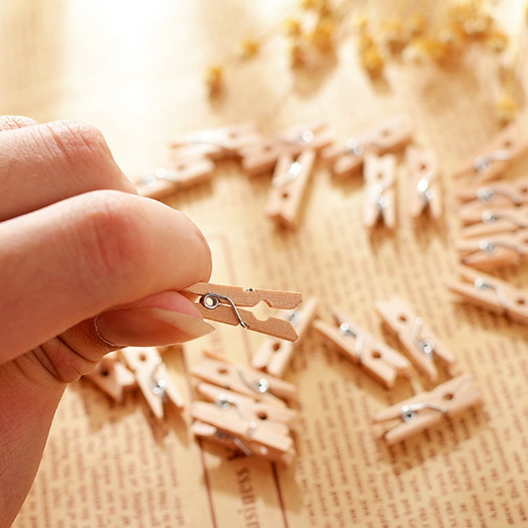 Machinehome 100PCS 2.5x0.3cm Natural Mini Wooden Clips for Clothespins  Decorative Photos Papers 