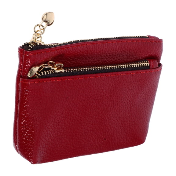 HEANUJJ 1Pack Women Money Purse with Zipper Closure in Red Elegant Design for Shopping