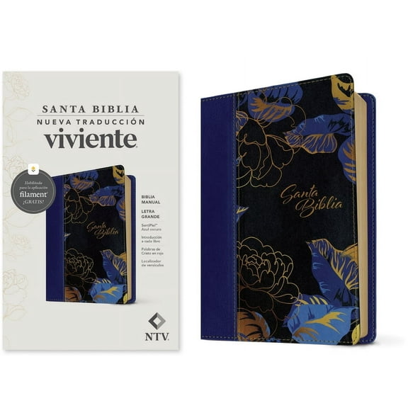 Biblia Manual Ntv, Letra Grande Con Filament (Sentipiel, Azul Oscuro, Letra Roja), (Hardcover)