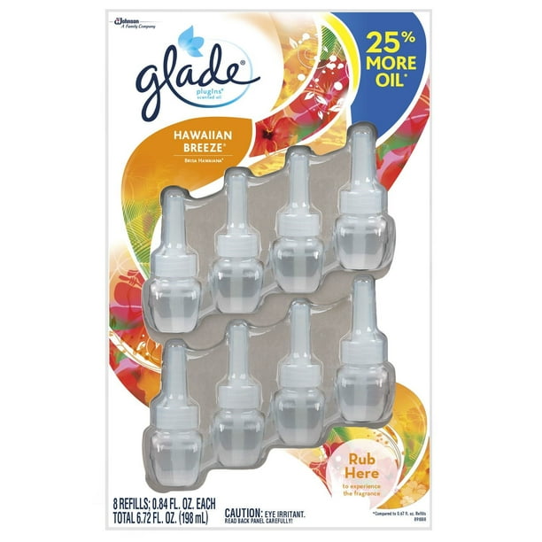 Glade PlugIns Scented Oil Refills, Hawaiian Breeze Scent, 0.84 Fl Oz, 8