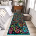 thumbnail image 4 of Runner Rug 2'x6', Abstract Flower Washable Non-Slip Hallway Runner Rugs, Vintage Botanical Geometric Floral Bedside Rugs Floor Mats Carpet Runners for Kitchen Bathroom Laundry Room, 4 of 8