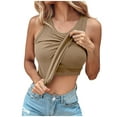 thumbnail image 2 of Homenesgenics Tank Tops for Women Plus Size Women Camisole Tank Tops with Built in Bras underwear Solid Color T-Shirt Sleeveless Tank Brown M, 2 of 9
