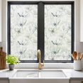 thumbnail image 2 of Window Privacy Film Green Beige Spring Floral Stained Glass Window Film Decorative Sun Block Window Cover Luxury Botanical Summer Window Clings Static Adhesive Sticker for Bathroom 17.7"x39.3", 2 of 7