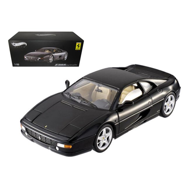 Hotwheels Ferrari F355 Berlinetta Elite negro 1/18 modelo de coche fundido a presión