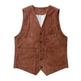 thumbnail image 2 of Tqyyweavej Mens Corduroy Vests Vintage Single Breasted V Neck Waistcoat Solid Color Classic Ribbed Vests with Pockets Size XS to 3XL, 2 of 6