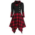 thumbnail image 2 of AXXD princess dresses for girls,Fashion Autumn Christmas O-Neck Printing Loose Hooded Comfy Long Sleeve Plaid Dress sundress sexy black dress, 2 of 6