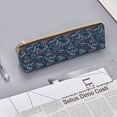 thumbnail image 3 of Rocae Leaves Snowflakes for Leather Pencil Case - Zippered Pen Case Stationery Bag Zipper Pouch Pencil Holder For Men Women Businessmen And Artists, 3 of 5