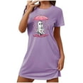 thumbnail image 7 of Censtreet Halloween Sleep Shirts for Women Short Sleeve Night Shirts for Sleeping Pullover Nightgown Soft Nightdress, 7 of 7