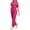 A04 Hot Pink, variant on Mifsaly Womens Scrub Sets 2 Piece Short Sleeve V Neck Tops and Tie Waist Long Pants Lightweight Breathable Medical Nursing Uniform with Pockets Wine,XXL