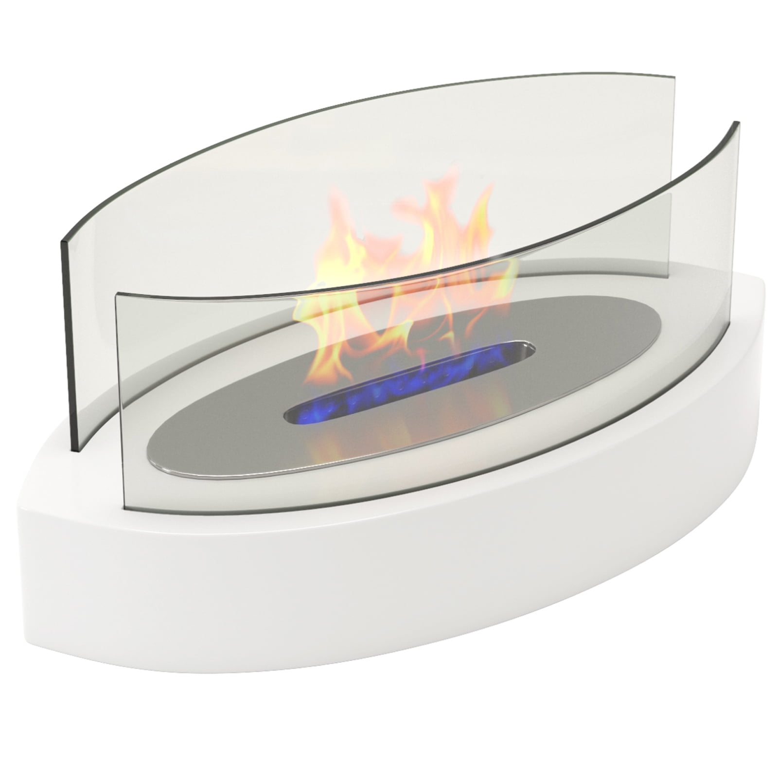 Bio Ethanol Fireplace Glass Table Top Burner Indoor Bio-Ethanol Chrome Ornament 