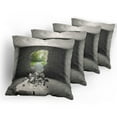 thumbnail image 5 of Ambesonne Grey Throw Pillow Cover 4 Pack, Concrete Room Hole Exit, 18", Grey Green, 5 of 7