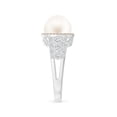 thumbnail image 3 of ANGARA Freshwater Cultured Pearl and Coffee Diamond Halo Ring in 14K White Gold for Women | June Birthstone, Birthday, Anniversary, Jewelry Gift for Women | Pearl Ring, 3 of 9