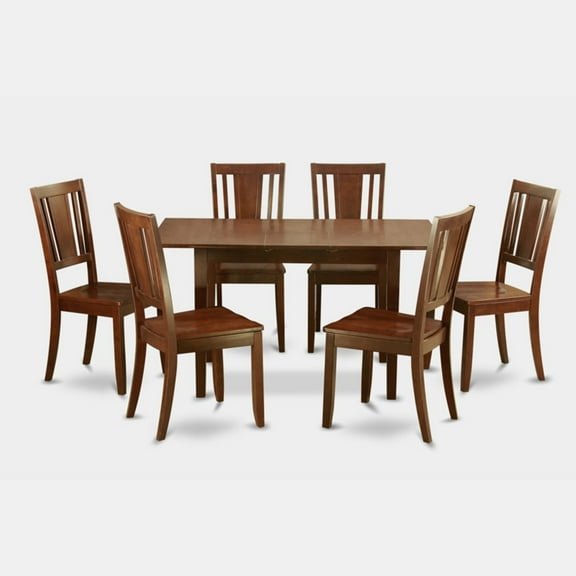 East West Furniture 7  Pc  Kitchen  Dining  Tables  set  -  Table  with  Leaf  and  6  Dining  Chairs