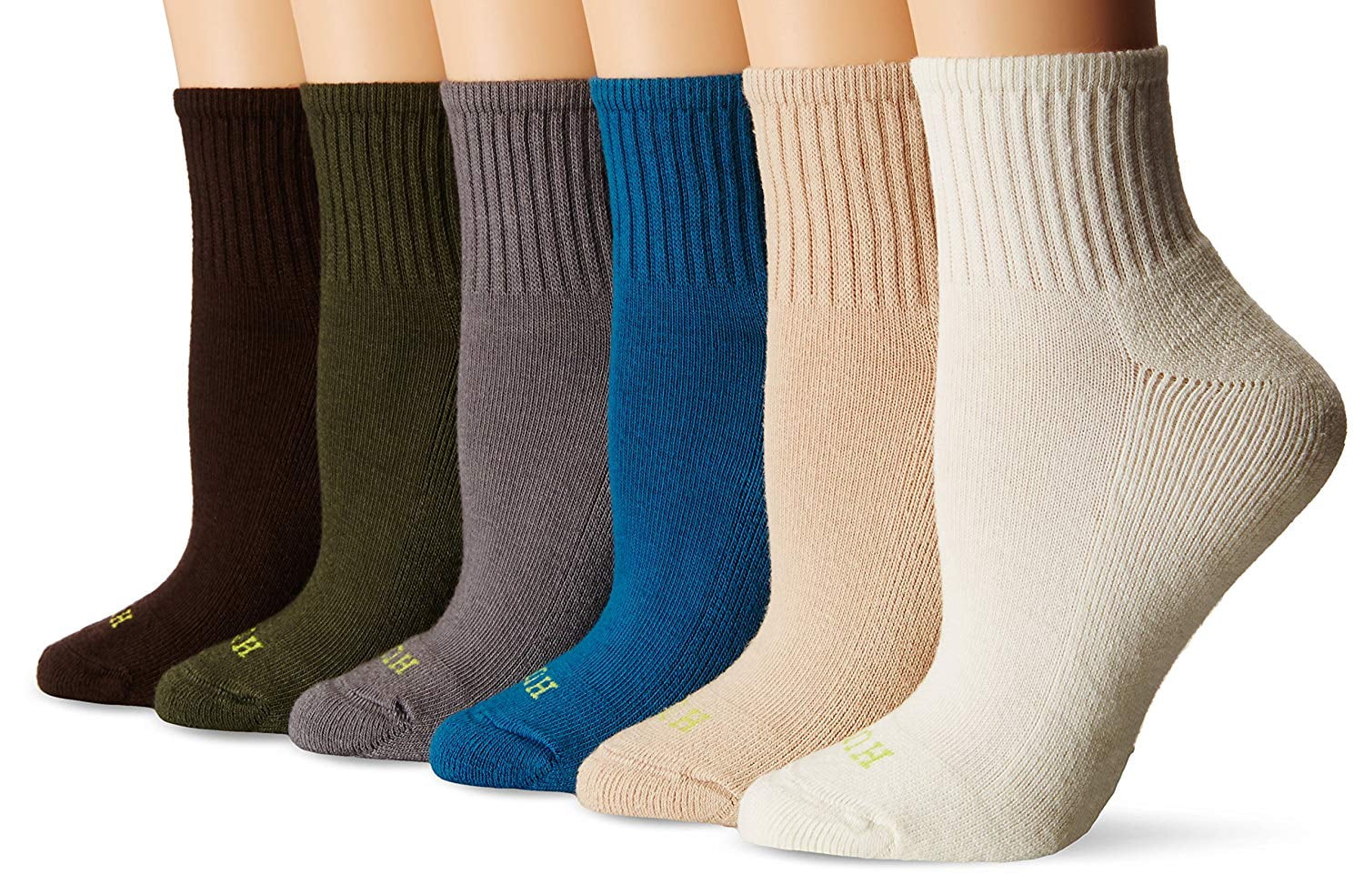 Hue Hue Women's Mini Crew 6 Pack Socks ( Fall Multi, OS) Walmart