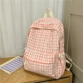 thumbnail image 4 of Plaid Backpack, Lightweight Travel Bag, Japanese Literary Style Summer Campus Backpack, Durable Nylon Material, Multiple Compartments, Reinforced Stitching, Comfortable Shoulder Straps, 4 of 8