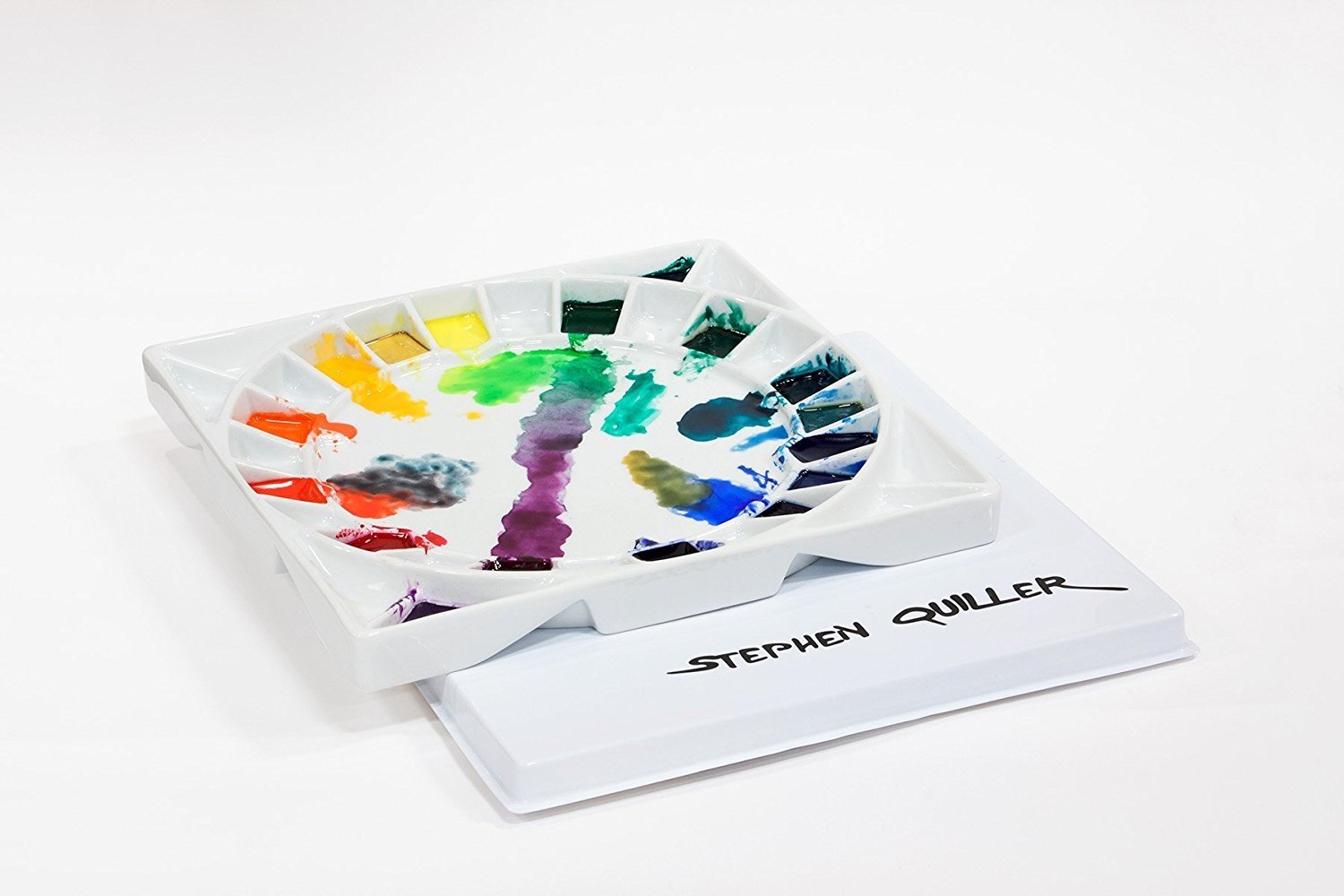 Stephen Quiller Porcelain Palette - 13" x 13" x 1 1/4"