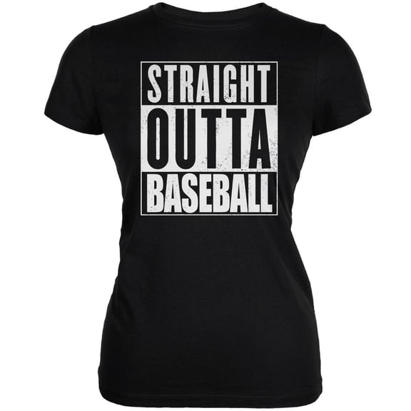 Straight Outta Baseball Black Juniors Soft T-Shirt - X-Large