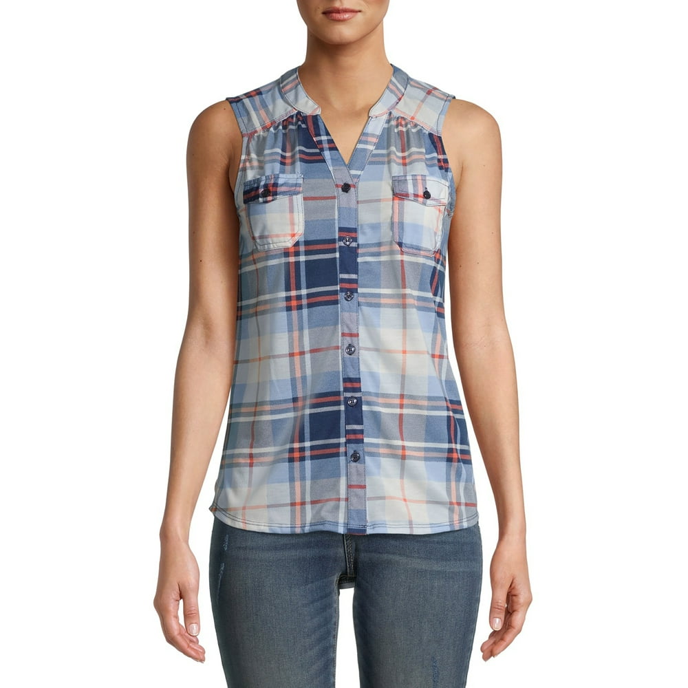 New York Laundry New York Laundry Women's Sleeveless Button Front VNeck Top