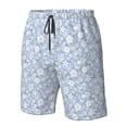 thumbnail image 4 of Fotbe Gray White Floral Trajes de Baño Estampados para Hombre, Shorts de Verano de Secado Rápido, Ropa de Playa, Bañadores-3X-Large, 4 of 6