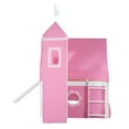 thumbnail image 4 of Euroco Wood Full Loft Bed with Tent and Slide, Castle Bed with Tower for Kids Teens Bedroom, Pink, 4 of 14