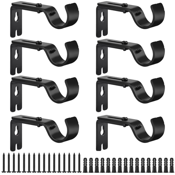 Armscye 8 Pcs Adjustable Curtain Rod Brackets, Heavy Duty Wall Mounted Curtain Rod Holders, Screw-in Drapery Rod Hangers for Window, Bedroom, Home