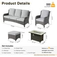 thumbnail image 2 of Vcatnet Outdoor Patio Furniture with Fire Pit 6 Pieces Sectioal Sofa All Weather Wicker High-Back Conversation Set with Ottoman for Porch, Deck, Gray, 2 of 9