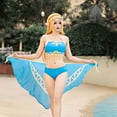 thumbnail image 2 of Women Halter Blue Bikini Set Anime Swimsuit Lace Up Split Bathing Suit Bodysuit Outfit with Veil Dress, 2 of 6