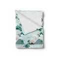 thumbnail image 2 of Hawaii Soft Flannel Fleece Throw Blanket, Pastel Tones Palm Trees and Beach Hills Paper Cut Style, Cozy Plush for Indoor and Outdoor Use, 70" x 90", Teal Blush, by Ambesonne, 2 of 5