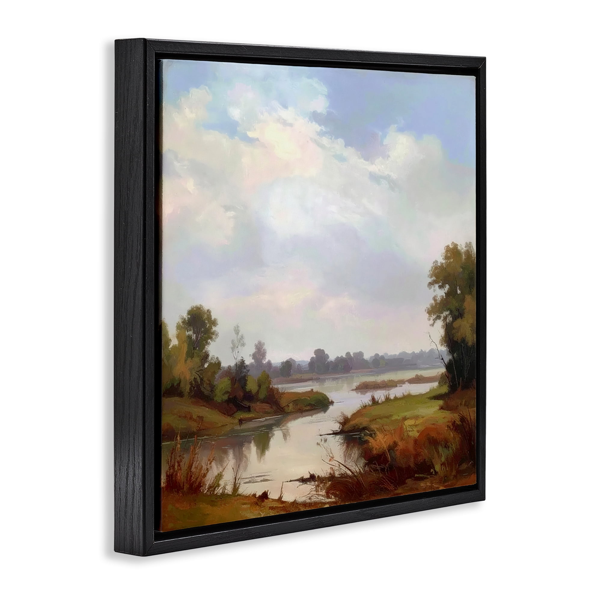 Stupell Industries Riverside Grove Landscape Black Framed Floater Canvas Wall Art, design by Alonza Saunders