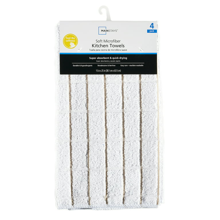Mainstays, 12 Pack Terry Kitchen Towel Set,Solid and Stripes 