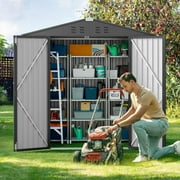 6' x 4' Outdoor Storage Shed on Sale, Aiho Shed & Outdoor Storage Clearance, Metal Storage Shed for Outside, Backyard, Garden & Patio - Dark Gray