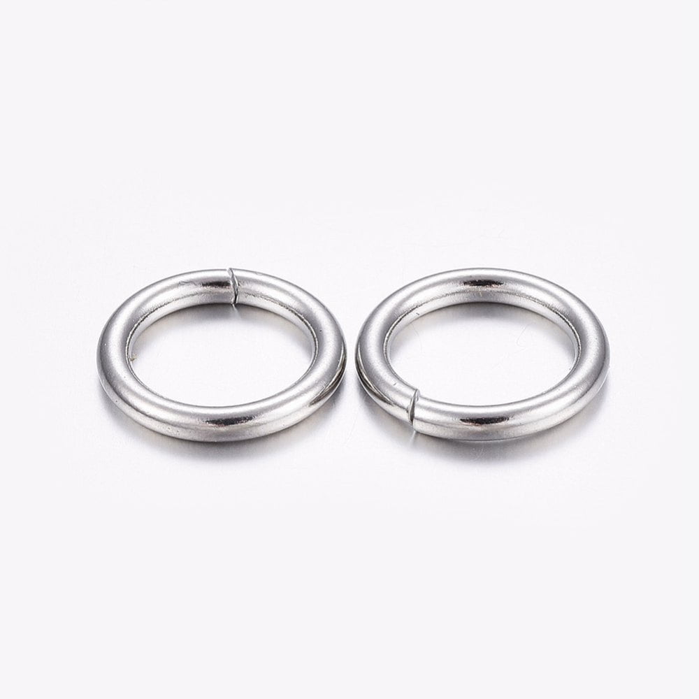 1000 pc Tarnish Resistant 304 Stainless Steel Jump Rings Open Jump Rings Stainless Steel color 12 Gauge 14x2mm Inner Diameter: 10mm