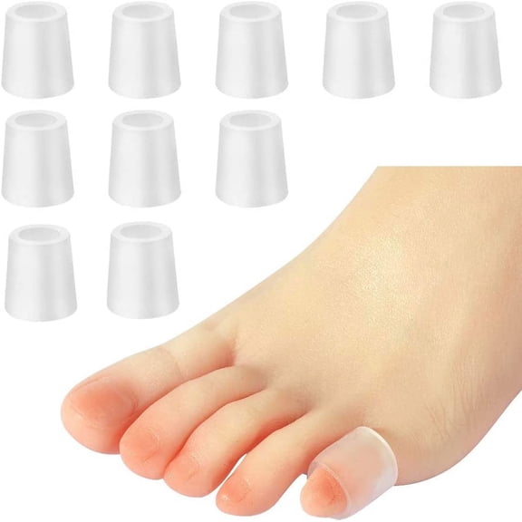 Pinky Gel Toe Protectors 10 Pcs,Silicone Small Toe Sleeves,Tubes Toe Caps,Gel Pads Great for Bunion Blisters,Breathable Toe Cushions for Rubbing,Corn,Toenails Loss,Hammer Toes
