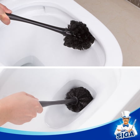 MR.Siga Toilet Plunger and Bowl Brush Combo for Bathroom Cleaning, Black, 2 Sets