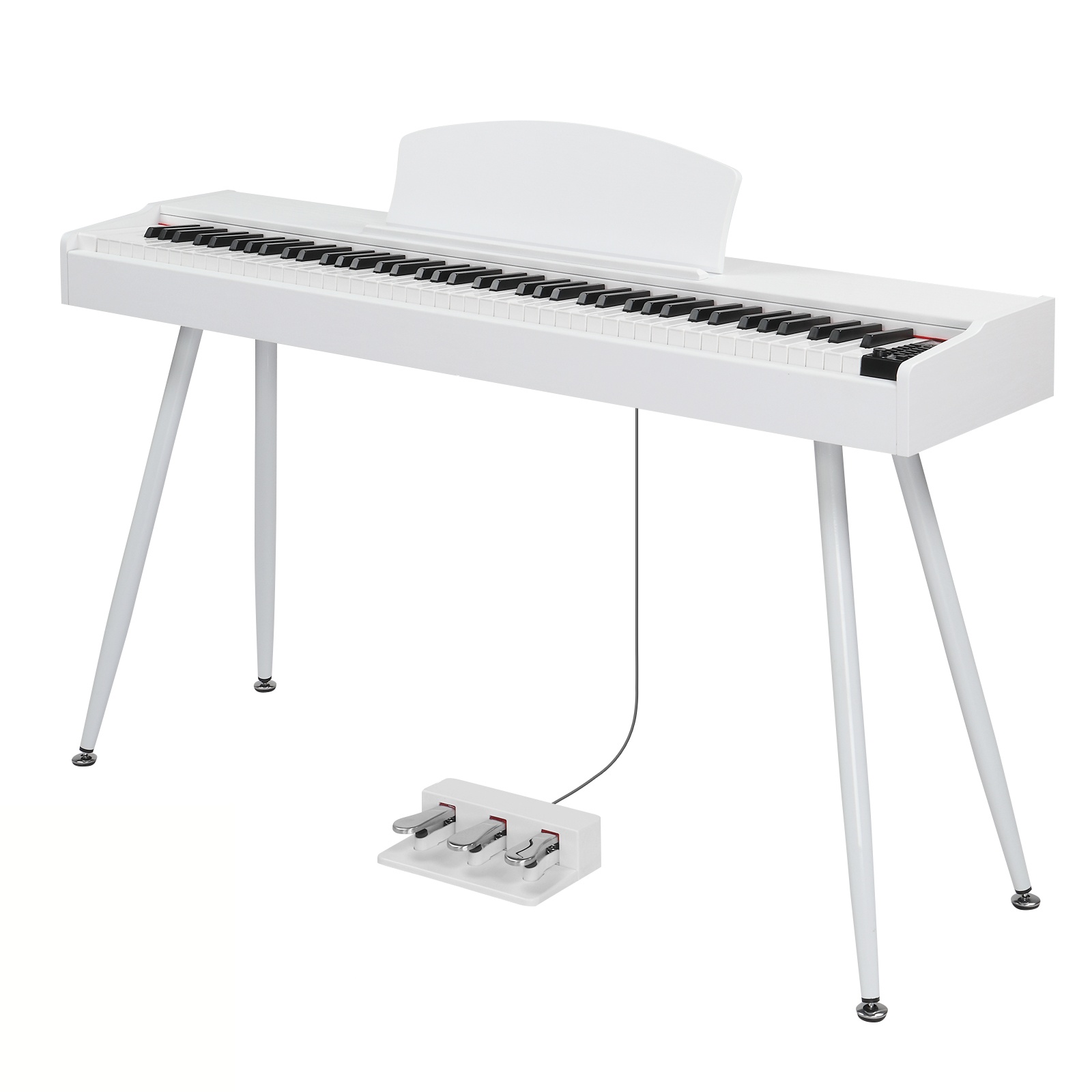 Tcbosik 88 Key Full Weighted Digital Piano with Stand, Headphone, Triple Pedals and Power Adapter for Beginners, White