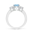 thumbnail image 2 of Angara Natural 1.12 Ct. Aquamarine with Diamond Classic Ring in 14K White Gold for Women (Ring Size: 3), 2 of 9