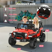 24V 2 Seater Electric Truck Car for Kids, Big Kids Cars To Drive Remote Control, Colorful Led Lights, 3 Speed, Bluetooth Music, Spring Suspension, Farmdex Ride On Toys Gift for Boys & Girls - Red