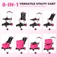 thumbnail image 6 of Olenyer Collapsible Shopping Cart with Wheels: Pink Grocery Cart with 2 Storage Crates, 200 LBS Capacity Platform Hand Truck with Foot Brake, 6 of 9