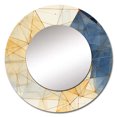 thumbnail image 2 of Designart "Minimalism in Blue and Gold II" Abstract Shapes Rund Mirror For Wall Decor - Large Blue Round Print Mirror - Round Modern Mirror 23" x 23" Inch - Wall Mounted Round Large Mirror, 2 of 5