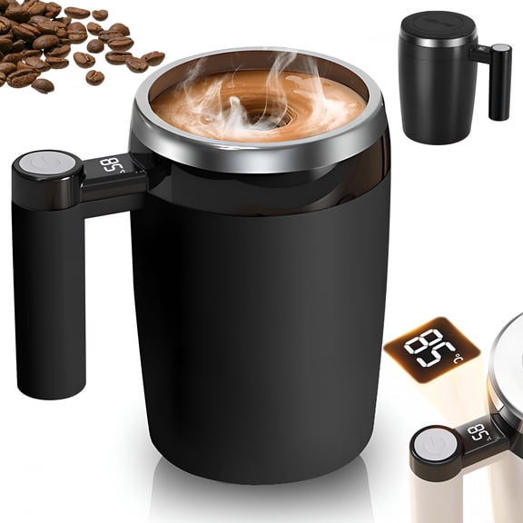 ACDANC Rechargeable Electric Smart Coffee Mug with Temperature Lcd,Automatic Magnetic Stirring Coffee Mug Cup for Milk Tea Office Home Leak Proof Coffee Travel Mug