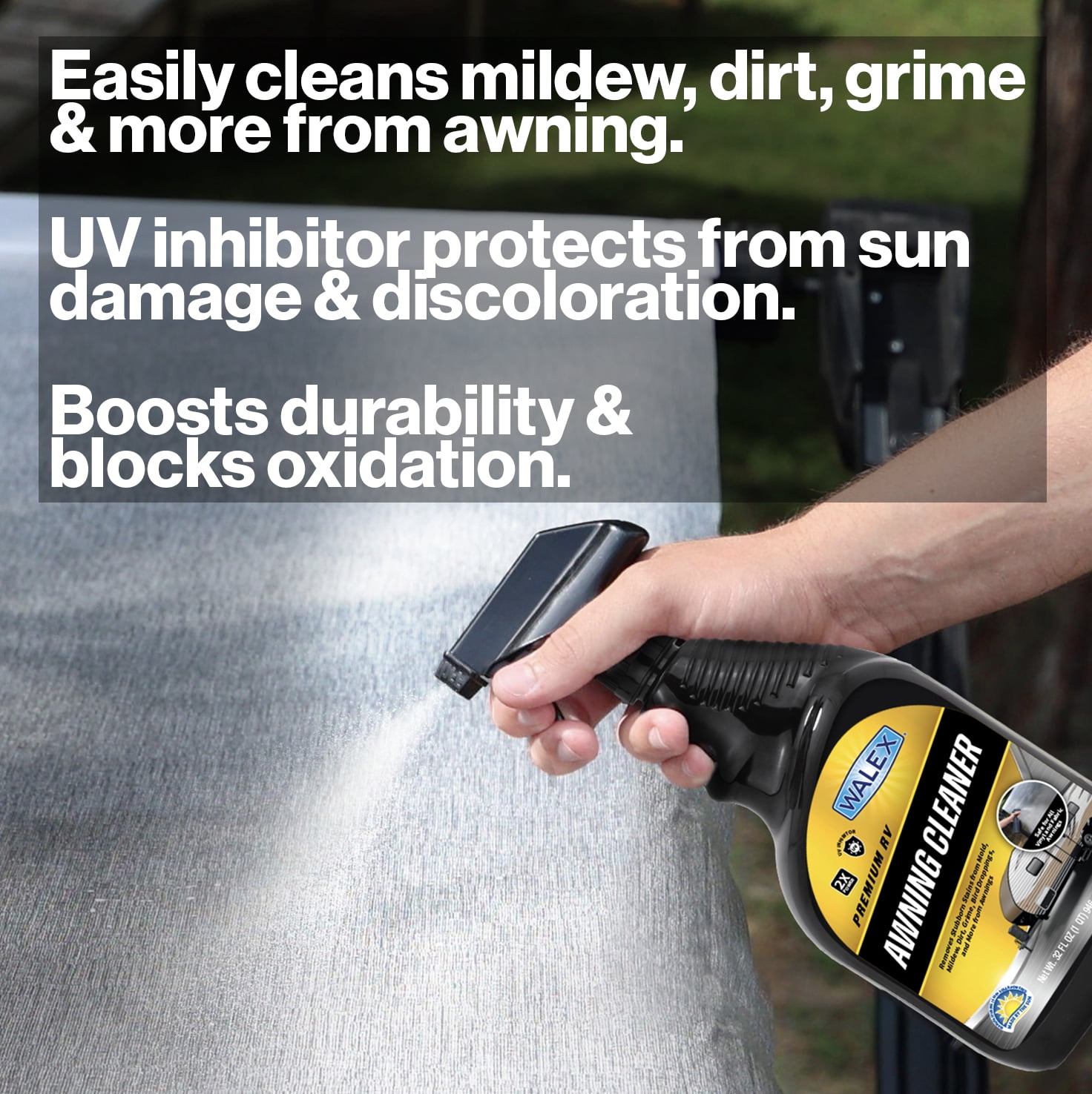 (2 pack) Walex Premium RV & Marine Awning Cleaner 32oz Removes Mold, Mildew, Dirt & Stains